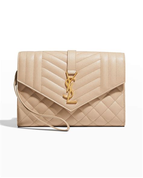 ysl clutch silver|YSL monogram quilted leather clutch.